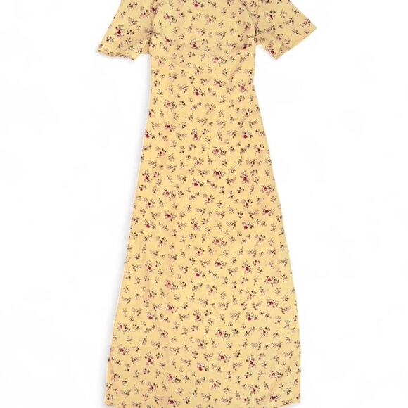 Cottagecore coquette rare vtg butteryellow floral maxi dress - Picture 2 of 6
